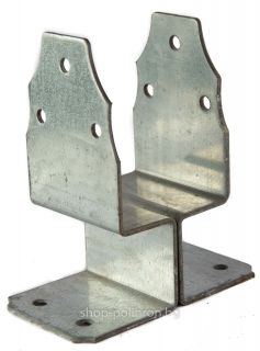 Galvanized metal plate, base for wooden column 3 holes